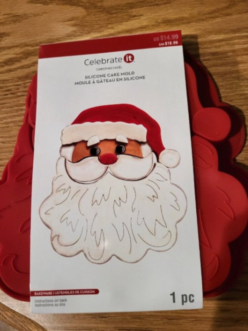 Santa Head Hat Red Silicone 10" Cake Mold Baking Pan Christmas Individual Pieces